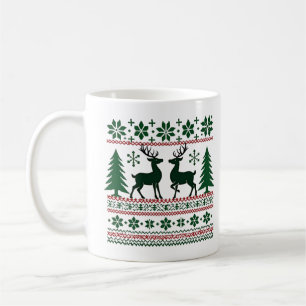 Caneca De Café Festivo Nórdico Reindeer Pattern Masculino