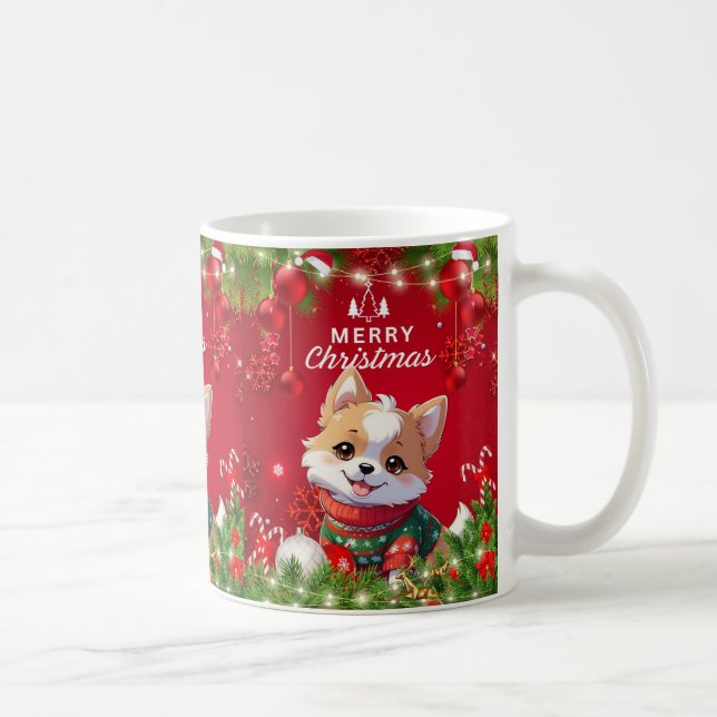 Caneca De Café "Festivo Puppy Christmas" (Direita)