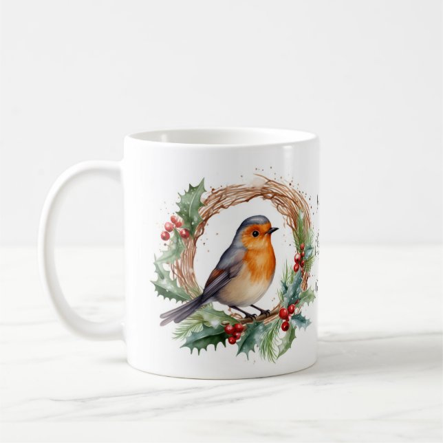 Caneca De Café Festivo Red Robin Natal Gift Mug (Esquerda)