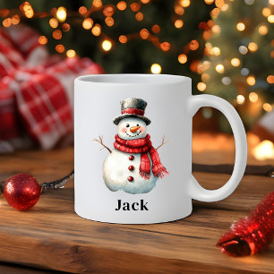 Caneca De Café Festivo Vermelho Festivo Snowman Natal