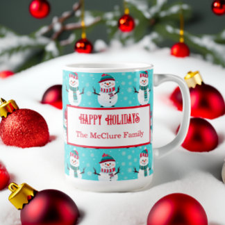 Caneca De Café Festivo Winter Wonderland Blue Snowmen Natal