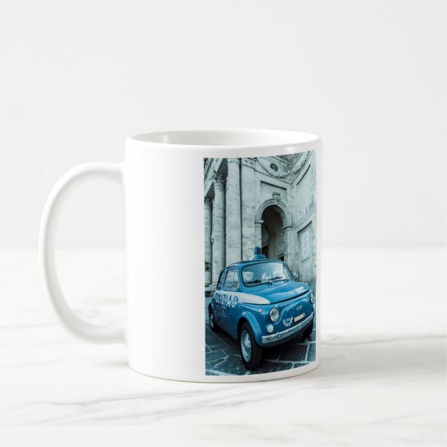 Caneca De Café Fiat 500 Carro policial, Cinquecento, Itália (Esquerda)