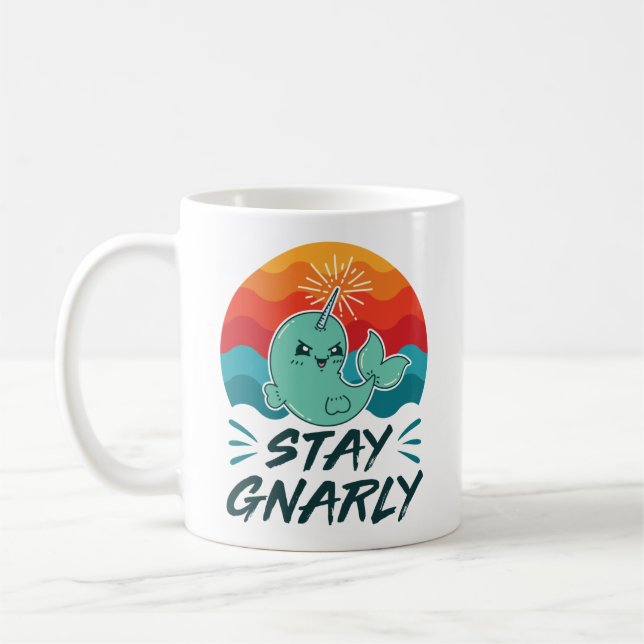 Caneca De Café Fica Gnarly Cute Narwhals Lover (Esquerda)