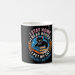 Caneca De Café Ficar em casa ler livros acariciar gato introverti