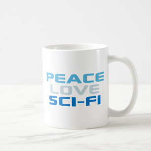 Caneca De Café Ficção científica do amor da paz