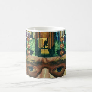 Caneca De Café Ficção científica retrô, cérebro alienígena em lab