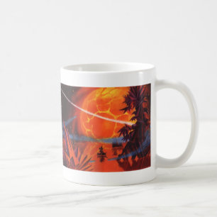 Caneca De Café Ficção científica retrô, planeta de ficção científ