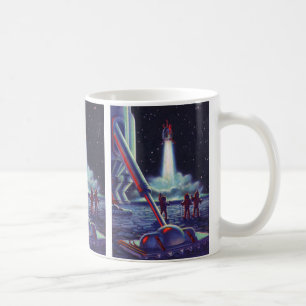 Caneca De Café Ficção Científica Vintage Alienígenas Fazem Sinal 