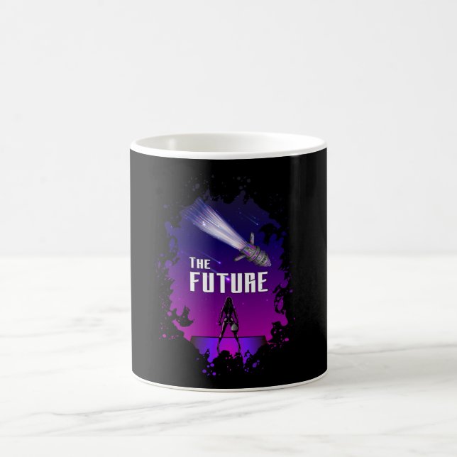 Caneca De Café Ficha Científica Ufo Alienígena Espacial Foguete E (Centro)
