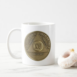 Caneca De Café Fichas de 15 Anos de Sobriedade Moeda Comemorativa