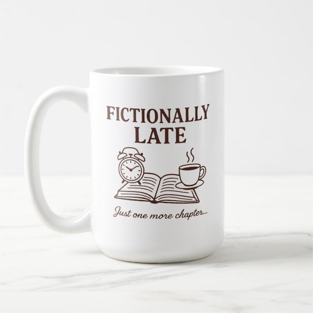 Caneca De Café Fictionally Late Book and Coffee Lover Funny Quote (Esquerda)