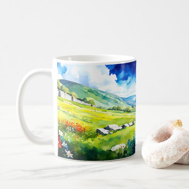 Caneca De Café "Fieldale" Wide Landscape Yorkshire Dales Cena (Com Donut)