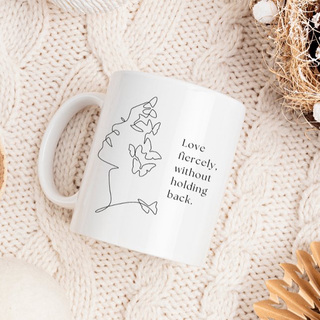 Caneca De Café Fierce Love Butterfly Line Art Mug (Criador carregado)
