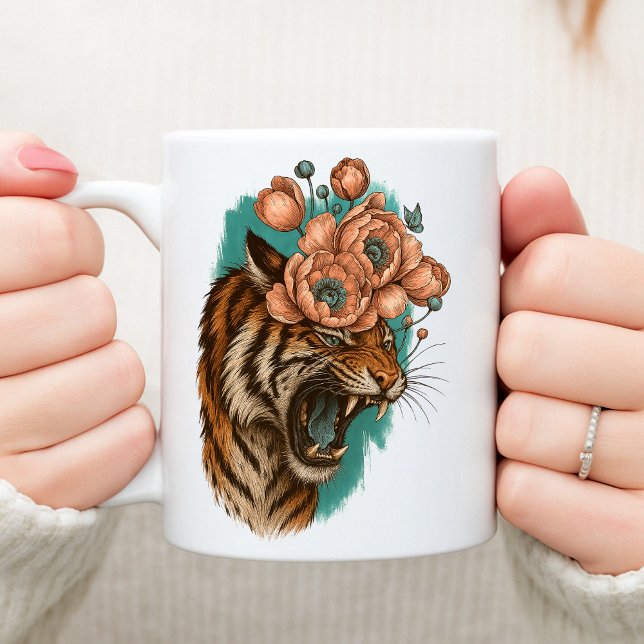 Caneca De Café Fiery Tiger Bloom (Criador carregado)