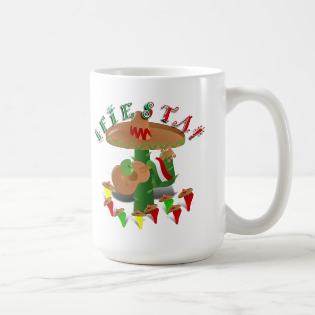 Caneca De Café Fiesta Cactus com Violão e Pimentos Dançantes (Direita)