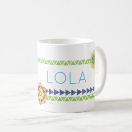 Caneca De Café Fiesta Flowers NAME Colorful Southwest Chalkboard