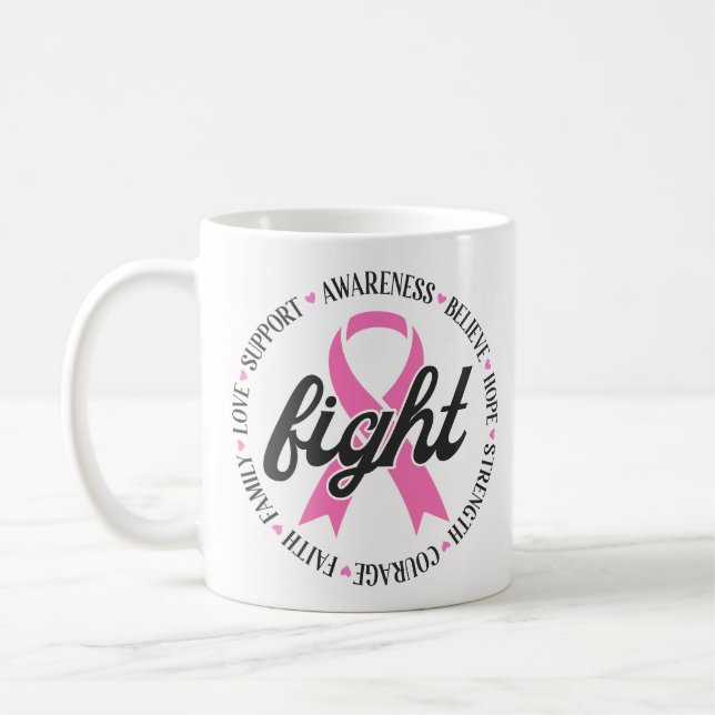 Caneca De Café Fight Breast Cancer Pink Ribbon Awareness (Esquerda)