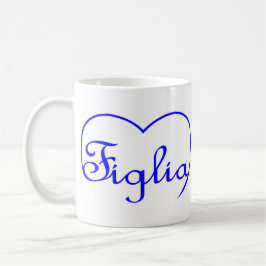 Caneca De Café Figlia Daughlia - Coração azul italiana