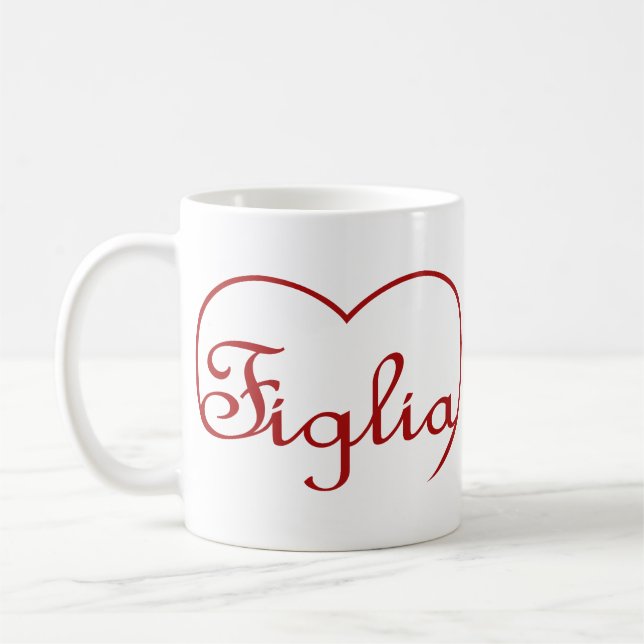 Caneca De Café Figlia Daughlia - Coração vermelha (Esquerda)