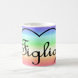 Caneca De Café Figlia Filha Coração arco-íris italiano