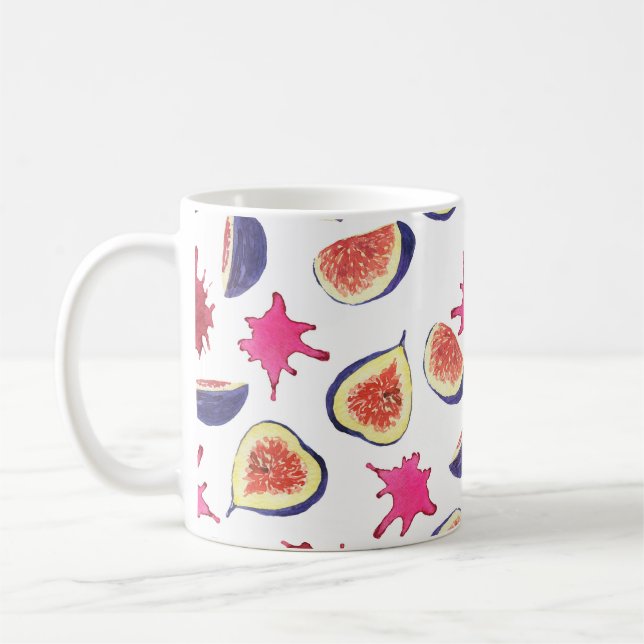 Caneca De Café Figos Frescos - Cor d'água do Sumo Rosa (Esquerda)