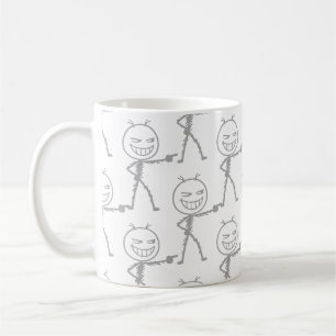 Caneca De Café Figura de Palito Desenho Sem Costura - Divertido
