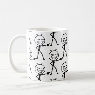 Caneca De Café Figura de Palito Desenho Sem Costura - Divertido