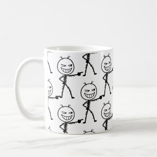 Caneca De Café Figura de Palito Desenho Sem Costura - Divertido