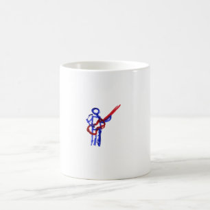 Caneca De Café Figura vermelho e azul do esboço do baixista