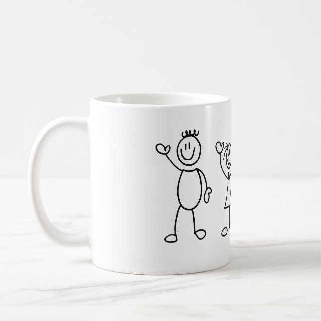 Caneca De Café Figuras Engraçadas do Stick Family (Esquerda)