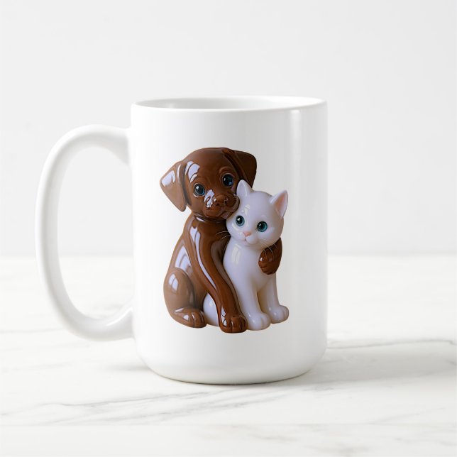 Caneca De Café Figurinha de gato e cachorro (Esquerda)
