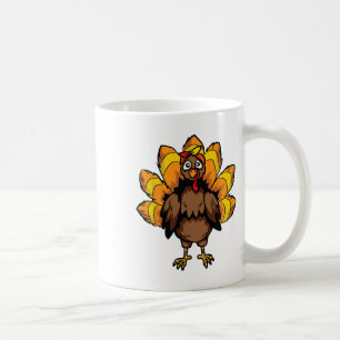 Caneca De Café Figurino da Turquia Dia de Ação de Graças outono