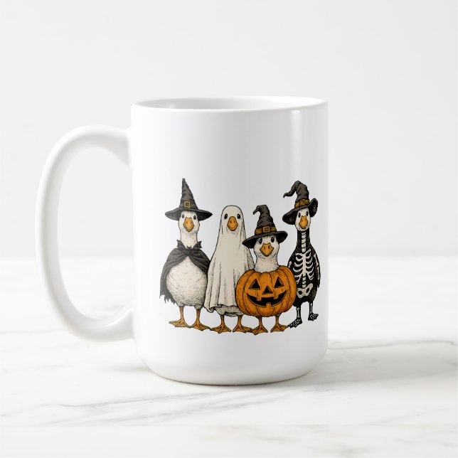 Caneca De Café Figurinos de Ganso de Halloween | Witch Ghost Pump (Esquerda)