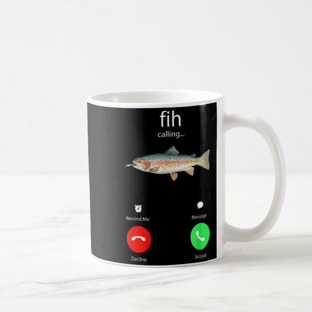 Caneca De Café Fih Calling Remind Me Message Decline Accept Phone (Direita)