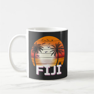 Caneca De Café Fiji Vintage Palm Trees Summer Beach