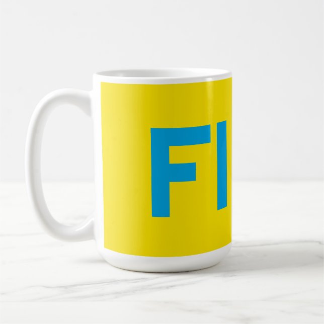 Caneca De Café FIKA Amarelo e Azul Negrito (Esquerda)