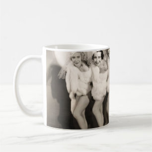 Caneca De Café Fila de coros em pelúcia branca, retrô, 1