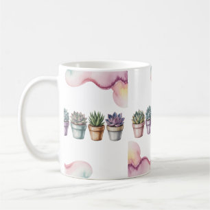 Caneca De Café Fila de suculentas mini envasadas
