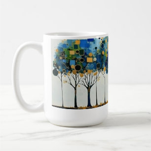 Caneca De Café Fila Elegante de Árvores em Kandinsky Style Mug