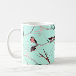 Caneca De Café Fileiras de Árvores de Aves do inverno