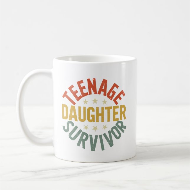 Caneca De Café Filha da adolescência Sobrevivente Engraçada Paren (Esquerda)