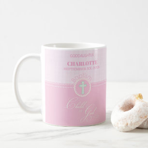 Caneca De Café Filha de Deus Personalizada do Batismo Rosa Crianç