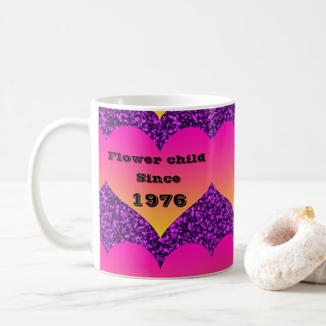 Caneca De Café Filha de Flor desde o Aniversário de 1960 e 1970 (Com Donut)