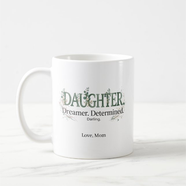 Caneca De Café Filha Personalizada Sonhadora Determinada Querida (Esquerda)