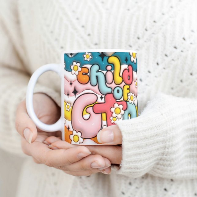 Caneca De Café Filha Retrorna de Deus 3D inflada Puffy (Criador carregado)