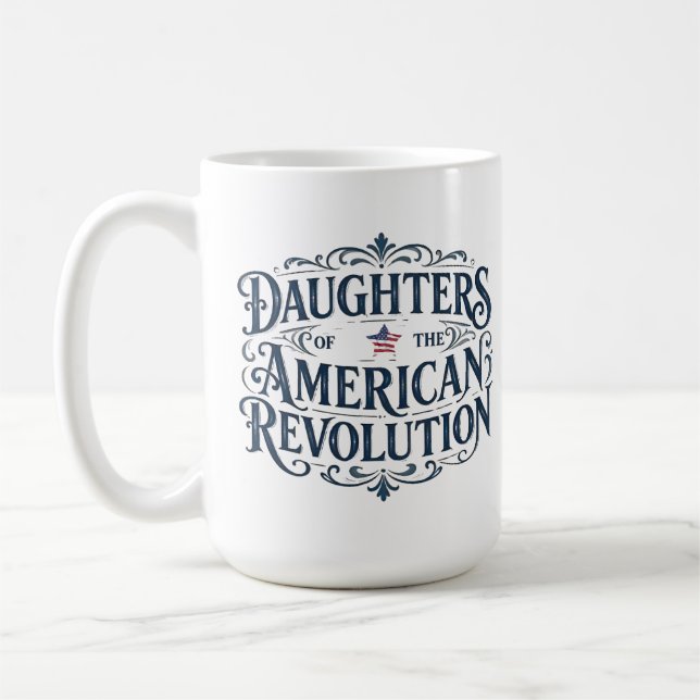 Caneca De Café Filhas estrela bandeira Revolução Americana linhag (Esquerda)
