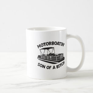 Caneca De Café Filho de um barco pontão pilotando lanchas engraça
