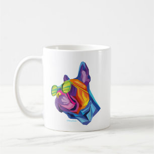 Caneca De Café Filhote Colorido de Bulldog Francês de Verão