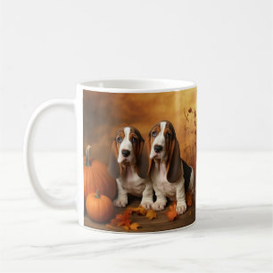 Caneca De Café Filhote de Basset Hound Delícia de Outono Abóbora