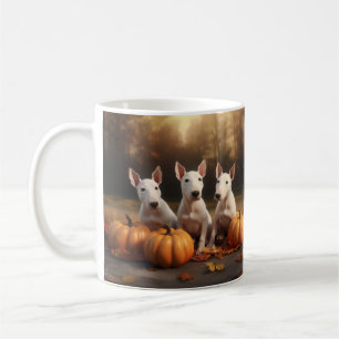Caneca De Café Filhote de Bull Terrier Delícia de Outono Abóbora